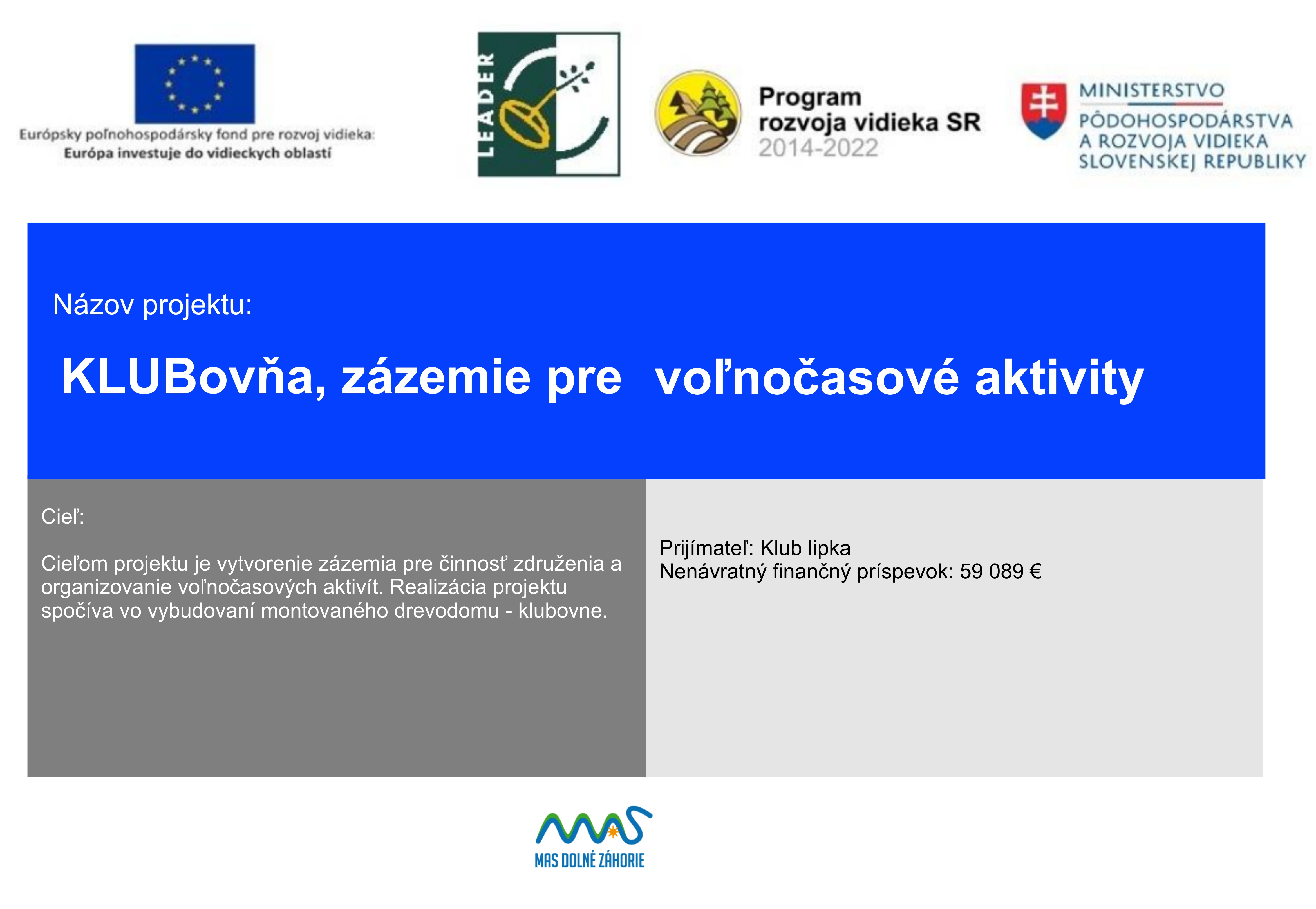 Oficiálny projektový plagát KLUBovňa